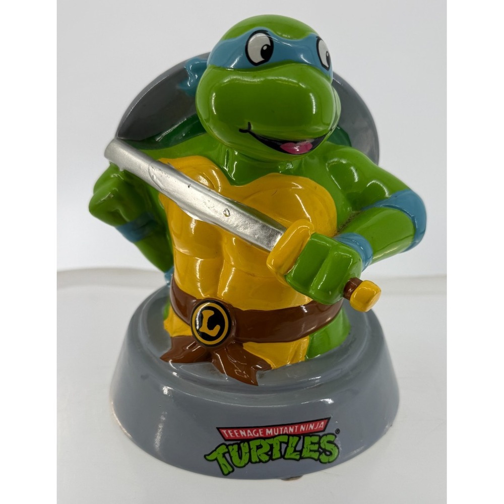 TMNT Teenage Mutant Ninja Turtles LEONARDO 7" Ceramic Coin Piggy Bank With Plug
